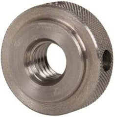 Gibraltar - 3/8-16" UNC Thread, Uncoated, Stainless Steel Round Knurled Check Nut - 3/8" Overall Height, 1" Head Diam, 3/4" Diam x 3/32" Base Height - Exact Tool & Supply