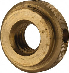 Gibraltar - 1/2-13" UNC Thread, Uncoated, Brass Round Knurled Check Nut - 7/16" Overall Height, 1-1/8" Diam x 5/16" Head Height, 7/8" Diam x 1/8" Base Height - Exact Tool & Supply