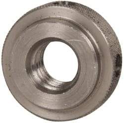 Gibraltar - 1/2-13" UNC Thread, Uncoated, Stainless Steel Round Knurled Check Nut - 7/16" Overall Height, 1-1/8" Diam x 5/16" Head Height, 7/8" Diam x 1/8" Base Height - Exact Tool & Supply