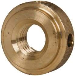 Gibraltar - 5/8-11" UNC Thread, Uncoated, Brass Round Knurled Check Nut - 1/2" Overall Height, 1-3/8" Diam x 3/8" Head Height, 1-1/8" Diam x 1/8" Base Height - Exact Tool & Supply