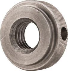 Gibraltar - 5/8-11" UNC Thread, Uncoated, Stainless Steel Round Knurled Check Nut - 1/2" Overall Height, 1-3/8" Diam x 3/8" Head Height, 1-1/8" Diam x 1/8" Base Height - Exact Tool & Supply