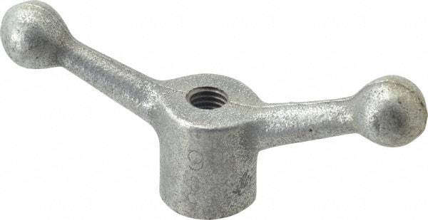 Gibraltar - 2 Offset Arms, 5/8-11" Hole, Zinc Plated, Tapped Speed Handle - 2-1/2" High, 9/16" Arm Diam, 1-3/8" Hub Diam, 7/8" Ball Diam - Exact Tool & Supply