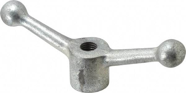Gibraltar - 2 Offset Arms, 3/4-10" Hole, Zinc Plated, Tapped Speed Handle - 2-15/16" High, 5/8" Arm Diam, 1-5/8" Hub Diam, 1" Ball Diam - Exact Tool & Supply