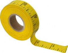 Made in USA - 60 Ft. Long x 5/8 Inch Wide, 1/4 Inch Graduation, Yellow, Adhesive Tape Measure - Reads Left to Right - Exact Tool & Supply