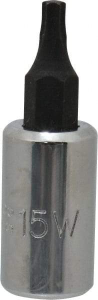 Proto - 1/4" Drive, T15 Torx Bit Socket - 1-1/2" OAL - Exact Tool & Supply