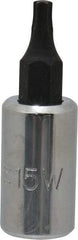 Proto - 1/4" Drive, T15 Torx Bit Socket - 1-1/2" OAL - Exact Tool & Supply