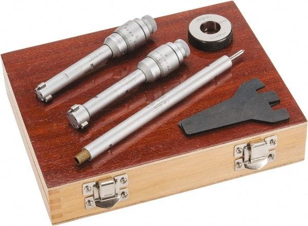 SPI - 1/2 to 0.8", Carbide, Hole Mechanical Inside Micrometer Set - 0.0002" Graduation, 6" Extension Rod Length, (1) Setting Ring Included - Exact Tool & Supply
