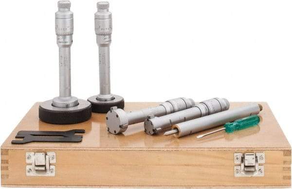 SPI - 0.8 to 1.6", Carbide, Hole Mechanical Inside Micrometer Set - 0.0002" Graduation, 6" Extension Rod Length, (2) Setting Rings Included - Exact Tool & Supply