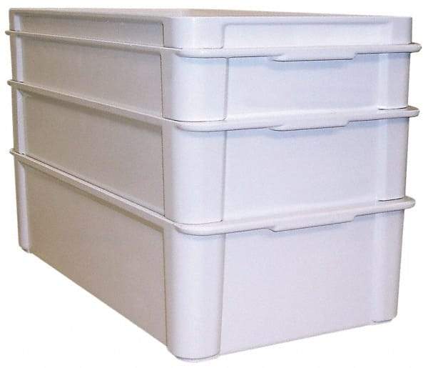 MFG Tray - 150 Lb Load Capacity White Fiberglass Tote Container - Stacking, 22" Long x 12" Wide x 1.3" High - Exact Tool & Supply