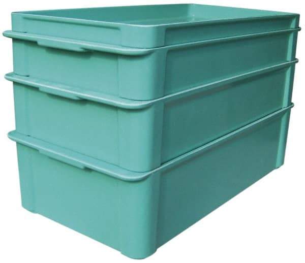 MFG Tray - 150 Lb Load Capacity Green Fiberglass Tote Container - Stacking, 22" Long x 12" Wide x 1.3" High - Exact Tool & Supply