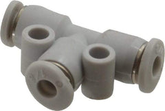 Norgren - 1/8" Tube OD, Brass Push-to-Connect Tube Union Tee - Tube to Tube Connection, 150 Max psi, Nitrile O-Ring, 0 to 175°F Working Temp - Exact Tool & Supply