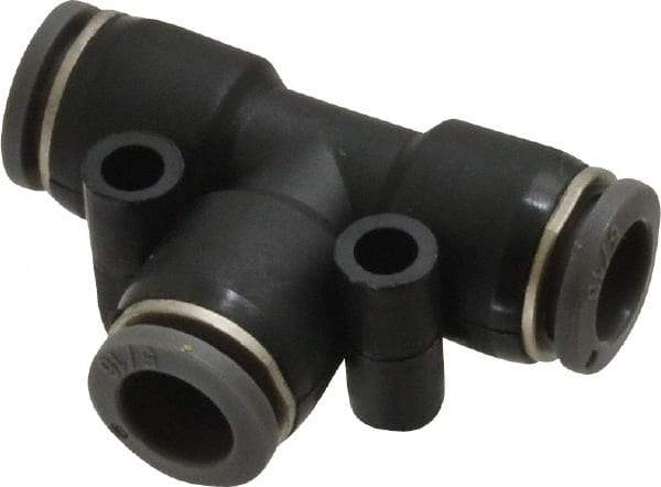 Norgren - 5/16" Tube OD, Brass Push-to-Connect Tube Union Tee - Tube to Tube Connection, 150 Max psi, Nitrile O-Ring, 0 to 175°F Working Temp - Exact Tool & Supply