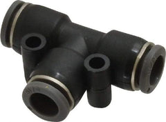 Norgren - 5/16" Tube OD, Brass Push-to-Connect Tube Union Tee - Tube to Tube Connection, 150 Max psi, Nitrile O-Ring, 0 to 175°F Working Temp - Exact Tool & Supply