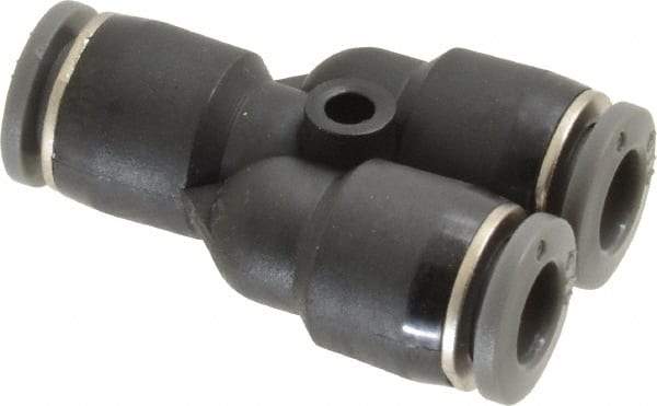 Norgren - 1/4" Tube OD, Brass Push-to-Connect Tube Parallel Y - 150 Max psi, Tube to Tube Connection, Nitrile O-Ring, 0 to 175°F Working Temp - Exact Tool & Supply