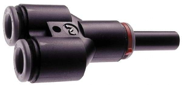 Norgren - 5/32" Tube OD, Brass Push-to-Connect Tube Y Stem Connector - Tube to Stem Connection, 150 Max psi, Nitrile O-Ring, 0 to 175°F Working Temp - Exact Tool & Supply