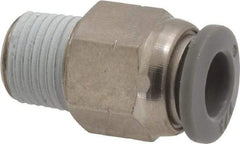 Norgren - 1/4" Tube OD, 1/8 NPTF Brass Push-to-Connect Tube Male Connector - Tube to Male NPT Connection, 150 Max psi, Nitrile O-Ring, 0 to 175°F Working Temp - Exact Tool & Supply