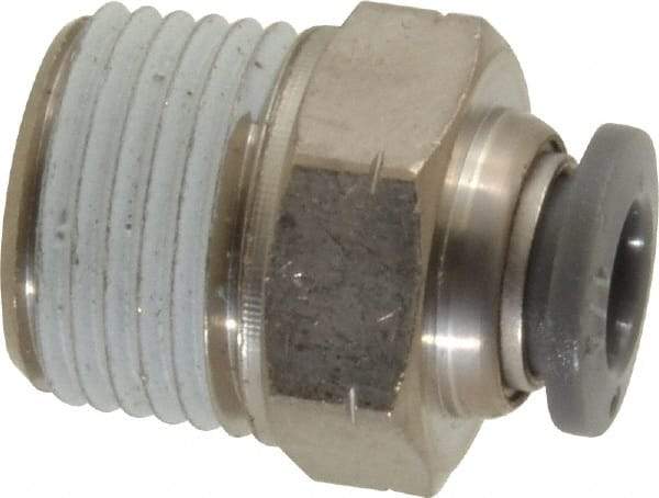 Norgren - 1/4" Tube OD, 3/8 NPTF Brass Push-to-Connect Tube Male Connector - Tube to Male NPT Connection, 150 Max psi, Nitrile O-Ring, 0 to 175°F Working Temp - Exact Tool & Supply