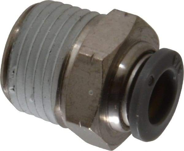 Norgren - 3/8" Tube OD, 1/2 NPTF Brass Push-to-Connect Tube Male Connector - Tube to Male NPT Connection, 150 Max psi, Nitrile O-Ring, 0 to 175°F Working Temp - Exact Tool & Supply