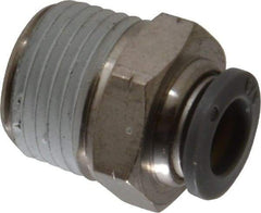 Norgren - 3/8" Tube OD, 1/2 NPTF Brass Push-to-Connect Tube Male Connector - Tube to Male NPT Connection, 150 Max psi, Nitrile O-Ring, 0 to 175°F Working Temp - Exact Tool & Supply