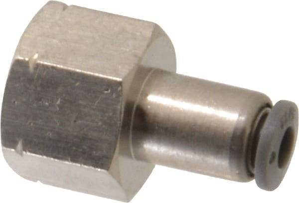 Norgren - 5/32" Tube OD, 1/4 NPTF Brass Push-to-Connect Tube Female Connector - Tube to Female NPT Connection, 150 Max psi, Nitrile O-Ring, 0 to 175°F Working Temp - Exact Tool & Supply