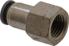 Norgren - 1/4" Tube OD, 1/4 NPTF Brass Push-to-Connect Tube Female Connector - Tube to Female NPT Connection, 150 Max psi, Nitrile O-Ring, 0 to 175°F Working Temp - Exact Tool & Supply