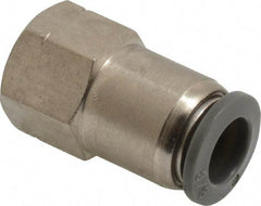 Norgren - 3/8" Tube OD, 1/4 NPTF Brass Push-to-Connect Tube Female Connector - Tube to Female NPT Connection, 150 Max psi, Nitrile O-Ring, 0 to 175°F Working Temp - Exact Tool & Supply
