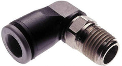 Norgren - 3/8" Tube OD, 1/2 NPTF Brass Push-to-Connect Tube Male Swivel Elbow - Tube to Male NPT Connection, 150 Max psi, Nitrile O-Ring, 0 to 175°F Working Temp - Exact Tool & Supply