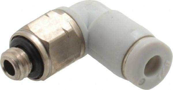 Norgren - 1/8" Tube OD, 10-32 UNF Brass Push-to-Connect Tube Male Swivel Elbow - Tube to Male UNF Connection, 150 Max psi, Nitrile O-Ring, 0 to 175°F Working Temp - Exact Tool & Supply