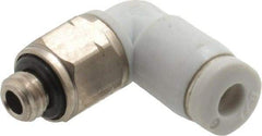 Norgren - 1/8" Tube OD, 10-32 UNF Brass Push-to-Connect Tube Male Swivel Elbow - Tube to Male UNF Connection, 150 Max psi, Nitrile O-Ring, 0 to 175°F Working Temp - Exact Tool & Supply