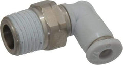 Norgren - 1/8" Tube OD, 1/8 NPTF Brass Push-to-Connect Tube Male Swivel Elbow - Tube to Male NPT Connection, 150 Max psi, Nitrile O-Ring, 0 to 175°F Working Temp - Exact Tool & Supply