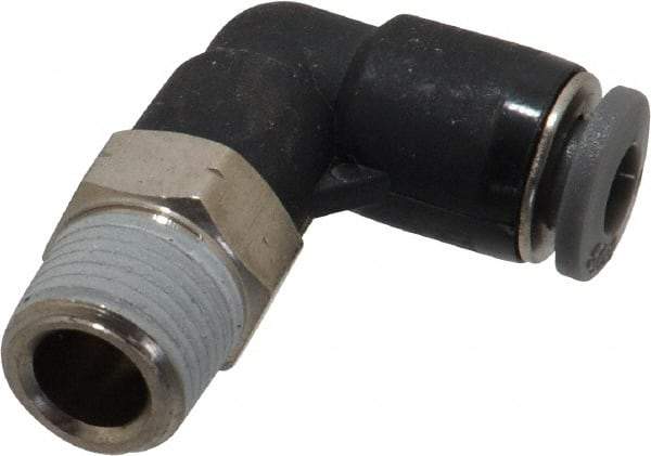 Norgren - 5/32" Tube OD, 1/8 NPTF Brass Push-to-Connect Tube Male Swivel Elbow - Tube to Male NPT Connection, 150 Max psi, Nitrile O-Ring, 0 to 175°F Working Temp - Exact Tool & Supply