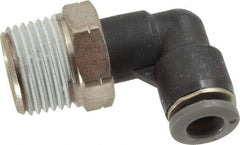 Norgren - 1/4" Tube OD, 3/8 NPTF Brass Push-to-Connect Tube Male Swivel Elbow - Tube to Male NPT Connection, 150 Max psi, Nitrile O-Ring, 0 to 175°F Working Temp - Exact Tool & Supply