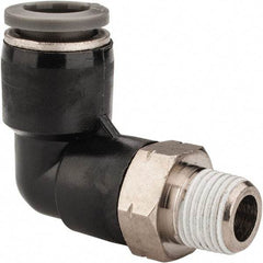 Norgren - 5/16" Tube OD, 1/8 NPTF Brass Push-to-Connect Tube Male Swivel Elbow - Tube to Male NPT Connection, 150 Max psi, Nitrile O-Ring, 0 to 175°F Working Temp - Exact Tool & Supply