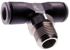Norgren - 1/8" Tube OD, 1/8 NPTF Brass Push-to-Connect Tube Male Swivel Branch Tee - Tube to Male NPT Connection, 150 Max psi, Nitrile O-Ring, 0 to 175°F Working Temp - Exact Tool & Supply