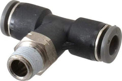 Norgren - 1/4" Tube OD, 1/8 NPTF Brass Push-to-Connect Tube Male Swivel Branch Tee - Tube to Male NPT Connection, 150 Max psi, Nitrile O-Ring, 0 to 175°F Working Temp - Exact Tool & Supply