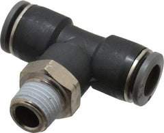 Norgren - 3/8" Tube OD, 1/4 NPTF Brass Push-to-Connect Tube Male Swivel Branch Tee - Tube to Male NPT Connection, 150 Max psi, Nitrile O-Ring, 0 to 175°F Working Temp - Exact Tool & Supply