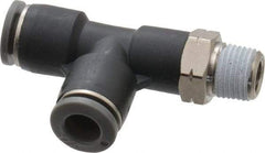 Norgren - 1/4" Tube OD, 1/8 NPTF Brass Push-to-Connect Tube Male Swivel Run Tee - Tube to Male NPT Connection, 150 Max psi, Nitrile O-Ring, 0 to 175°F Working Temp - Exact Tool & Supply
