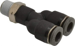 Norgren - 1/4" Tube OD, 1/8 NPTF Brass Push-to-Connect Tube Male Parallel Y - Tube to Male NPT Connection, 150 Max psi, Nitrile O-Ring, 0 to 175°F Working Temp - Exact Tool & Supply