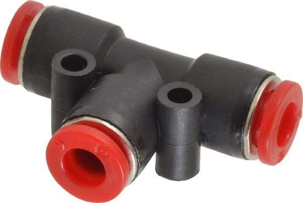 Norgren - 6mm Tube OD, Brass Push-to-Connect Tube Union Tee - Tube to Tube Connection, 150 Max psi, Nitrile O-Ring, 0 to 175°F Working Temp - Exact Tool & Supply