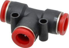 Norgren - 10mm Tube OD, Brass Push-to-Connect Tube Union Tee - Tube to Tube Connection, 150 Max psi, Nitrile O-Ring, 0 to 175°F Working Temp - Exact Tool & Supply