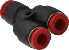 Norgren - 6mm Tube OD, Brass Push-to-Connect Tube Parallel Y - 150 Max psi, Tube to Tube Connection, Nitrile O-Ring, 0 to 175°F Working Temp - Exact Tool & Supply
