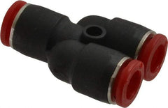 Norgren - 8mm Tube OD, Brass Push-to-Connect Tube Parallel Y - 150 Max psi, Tube to Tube Connection, Nitrile O-Ring, 0 to 175°F Working Temp - Exact Tool & Supply
