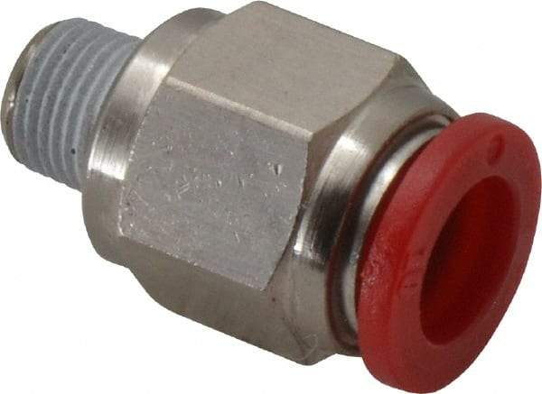 Norgren - 10mm Tube OD, 1/8 BSPT Brass Push-to-Connect Tube Male Connector - Tube to Male BSPT Connection, 150 Max psi, Nitrile O-Ring, 0 to 175°F Working Temp - Exact Tool & Supply