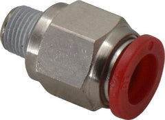 Norgren - 10mm Tube OD, 1/8 BSPT Brass Push-to-Connect Tube Male Connector - Tube to Male BSPT Connection, 150 Max psi, Nitrile O-Ring, 0 to 175°F Working Temp - Exact Tool & Supply