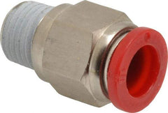 Norgren - 10mm Tube OD, 1/4 BSPT Brass Push-to-Connect Tube Male Connector - Tube to Male BSPT Connection, 150 Max psi, Nitrile O-Ring, 0 to 175°F Working Temp - Exact Tool & Supply