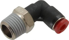 Norgren - 4mm Tube OD, 1/4 BSPT Brass Push-to-Connect Tube Male Swivel Elbow - Tube to Male BSPT Connection, 150 Max psi, Nitrile O-Ring, 0 to 175°F Working Temp - Exact Tool & Supply