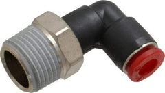 Norgren - 6mm Tube OD, 3/8 BSPT Brass Push-to-Connect Tube Male Swivel Elbow - Tube to Male BSPT Connection, 150 Max psi, Nitrile O-Ring, 0 to 175°F Working Temp - Exact Tool & Supply
