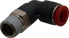 Norgren - 8mm Tube OD, 1/4 BSPT Brass Push-to-Connect Tube Male Swivel Elbow - Tube to Male BSPT Connection, 150 Max psi, Nitrile O-Ring, 0 to 175°F Working Temp - Exact Tool & Supply