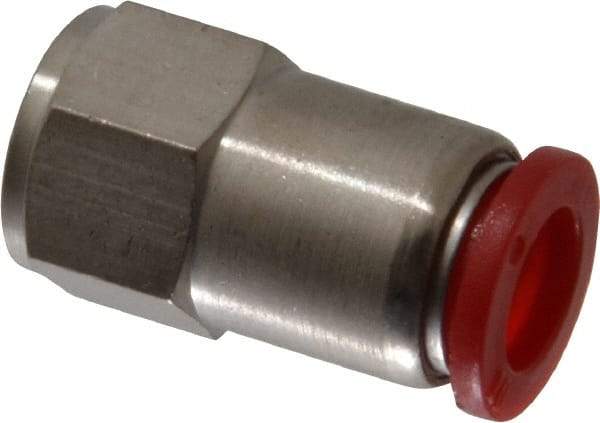 Norgren - 10mm Tube OD, 1/4 BSPP Brass Push-to-Connect Tube Female Connector - Tube to Female BSPP Connection, 150 Max psi, Nitrile O-Ring, 0 to 175°F Working Temp - Exact Tool & Supply