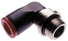 Norgren - 4mm Tube OD, 1/4 BSPP Brass Push-to-Connect Tube Male Swivel Elbow - Tube to Male BSPP Connection, 150 Max psi, Nitrile O-Ring, 0 to 175°F Working Temp - Exact Tool & Supply